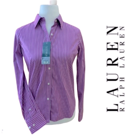 Ralph Lauren Purple Stripe Button Down Shirt - Picture 1 of 5